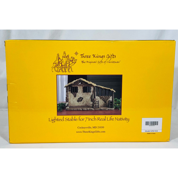 Lighted Stable The Real Life Nativity by Three Kings 7" Set GFM 032 New - Picture 7 of 7